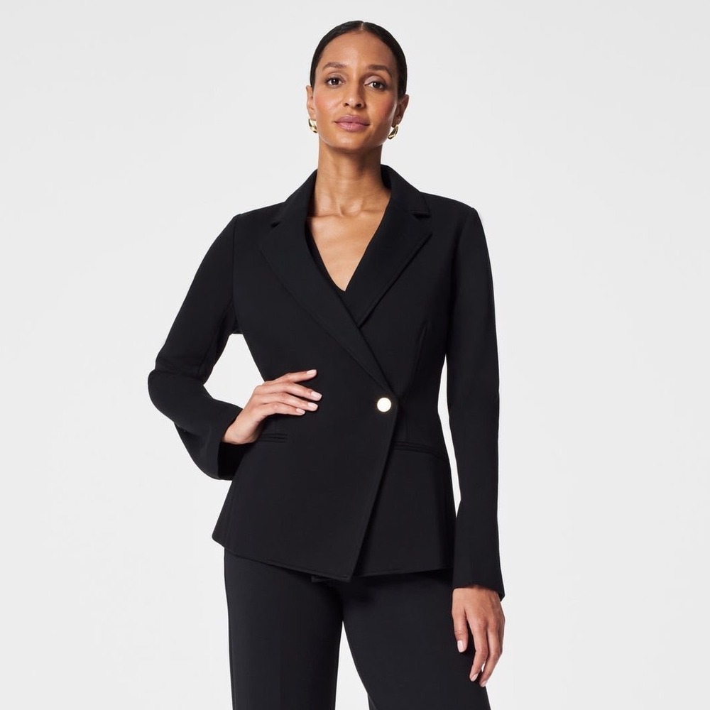 Spanx Perfect Asymmetrical Tailored Blazer Classic Ponte Black Small NWT